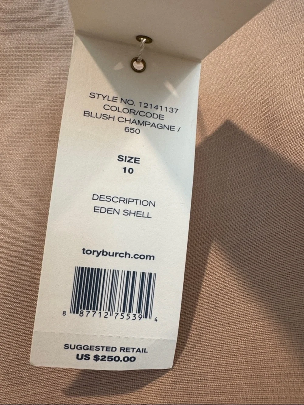 NWT Tory Burch Blush Champagne Eden Shell Silk Sleeveless Top Size 10